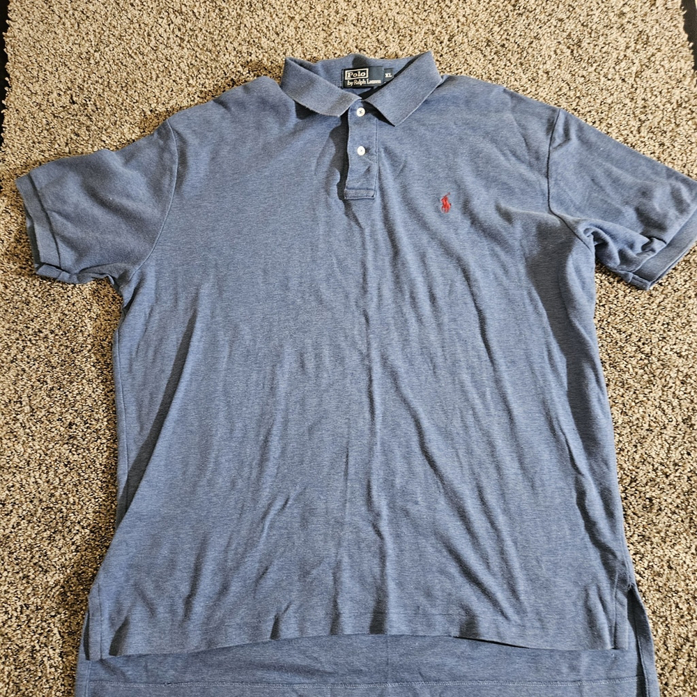 Vintage Polo Ralph Lauren Shirt Mens XL Blue Short Sleeve‎ Red Pony Long Tail